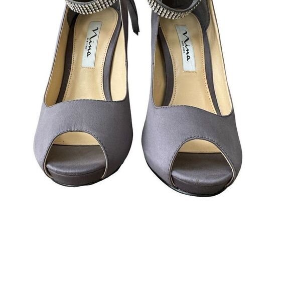 Nina KAREN WOMENS STEEL HH OPENTOE PUMP W/ANKLE STRAP size 7.5 - Picture 8 of 9